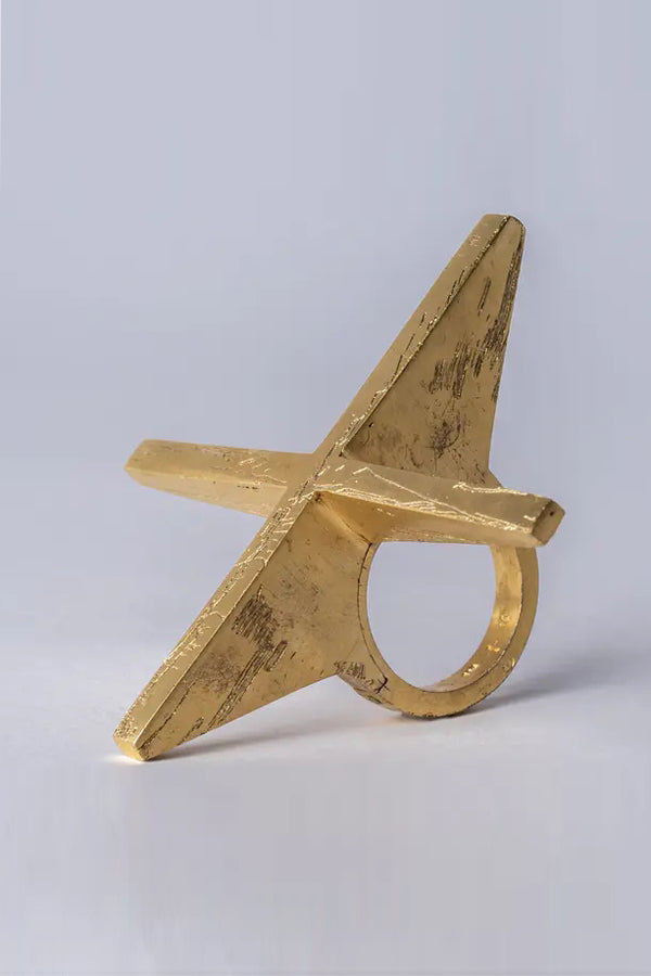 Parts of Four System Series Bridge Ring Series Collection I Highly Handcrafted PS4-1401-7-AGA+AG-DJCYHT 4mm 1401-7-AGA+AG Cross Gold Plated + Sterling Silver + Brass PPOF17